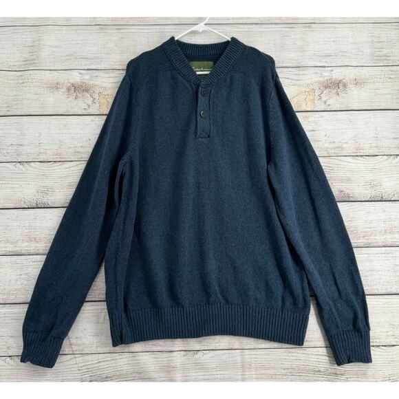 Eddie Bauer 1/4 Button Crew Neck Sweater Men's Size‎ XXL Tall Blue - Picture 1 of 7